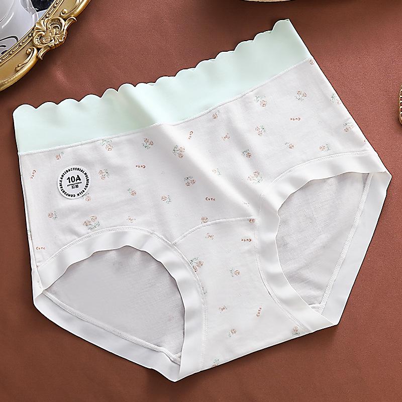 Lyocell Cool Damen Antibakterische Unterwäsche mit Blumenprint, Mittelhoch, mit verlängertem Schritt