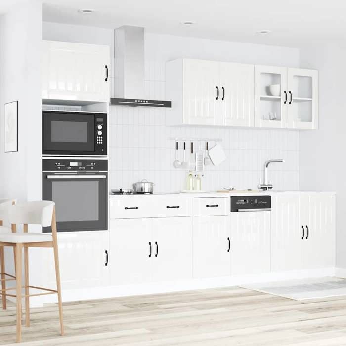 VidaXL Ensemble de 7 meubles de cuisine "Lucca" en bois d'ingénierie blanc brillant 3314743