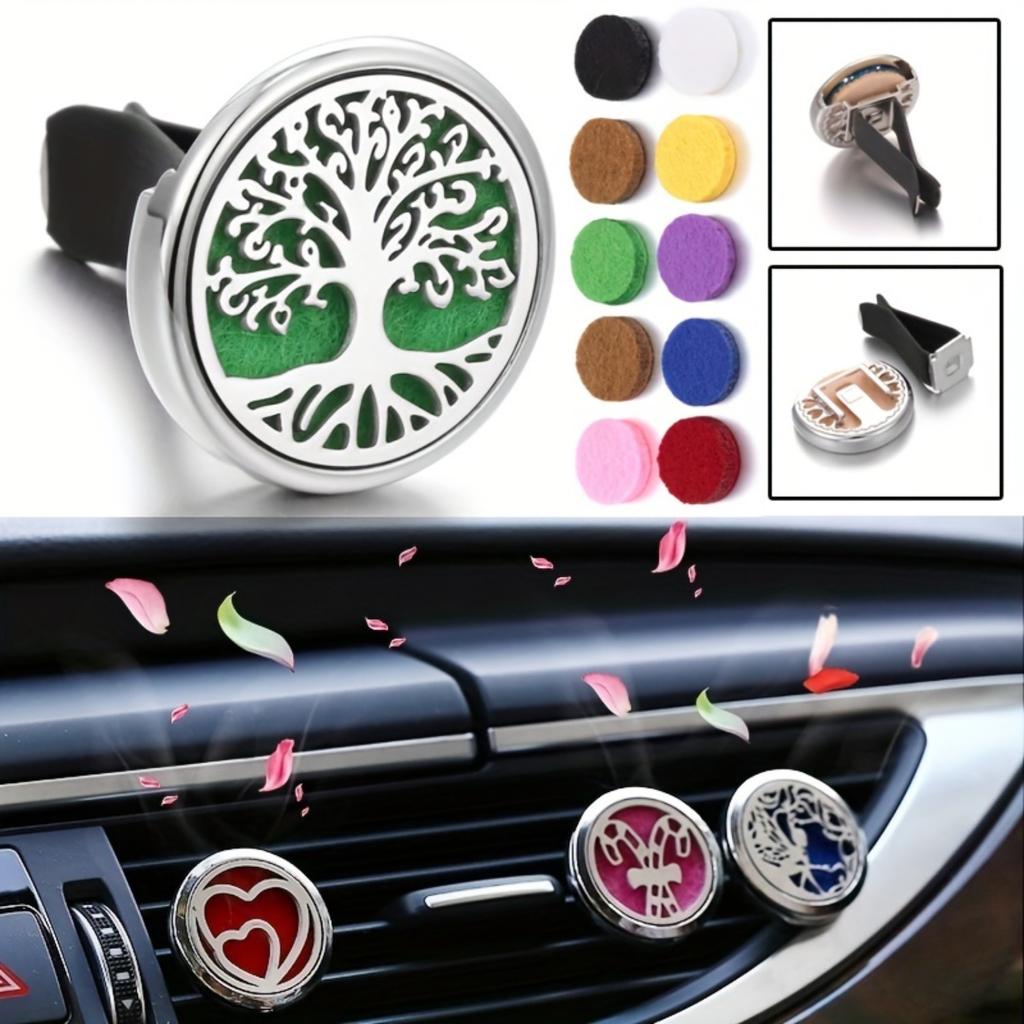 1pc Car Aromatherapy Diffuser Locket Car Clip Perfume Essential Oil Diffuser Car Vent Clip Air Freshener Purifier With 10pcs Mixed Pads