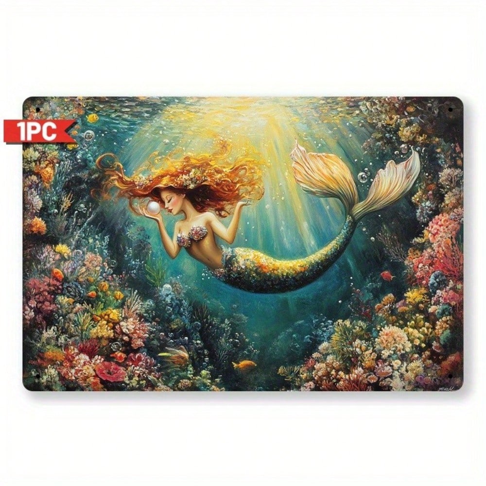 Tin Metal Sign Vintage Mermaid Wall Art 8x12 Rustic Ocean Decor Home Bar Cafe Garage Man Cave
