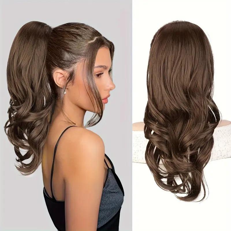 European American Wig Drawstring Ponytail Women's Layered Roll Big Wave Micro High Extension