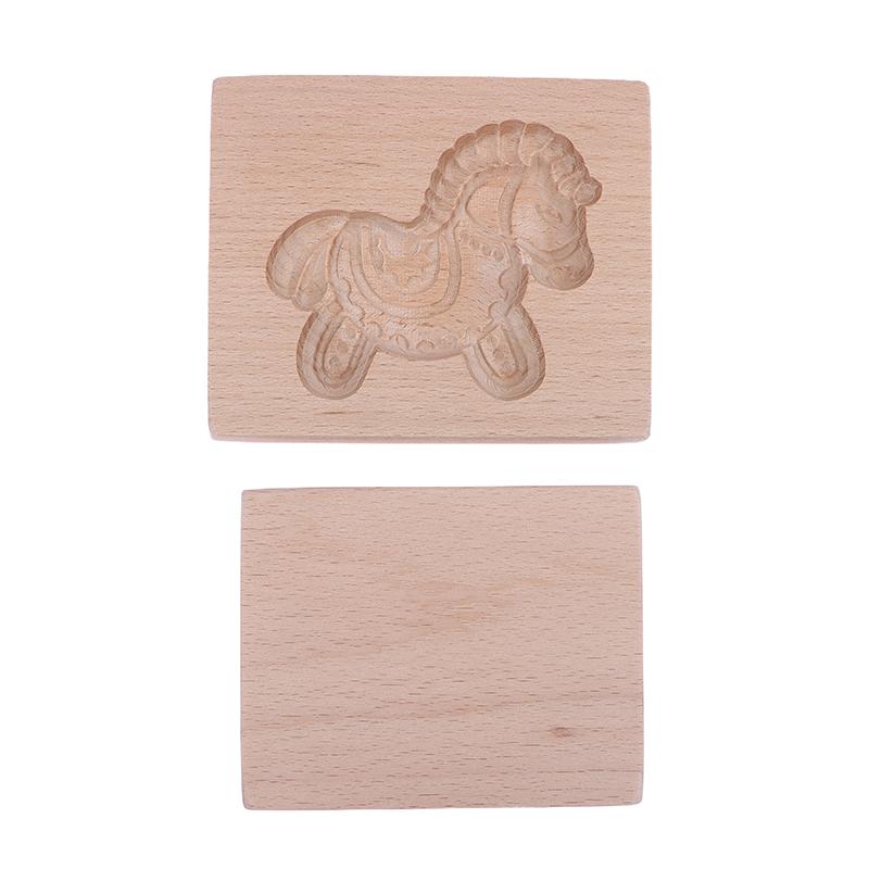 1Pc Wood Cookie Mold, Animals Patterns 3D Carved Embossed Biscuit Cutter Moulds Hedgehog Horse Owl Squirrel Rabbit