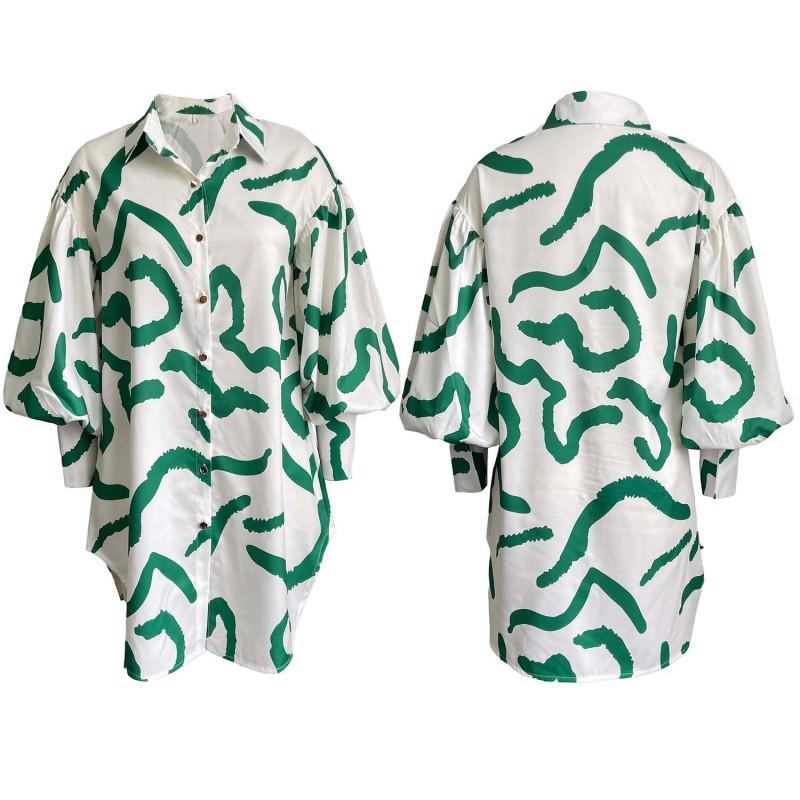 Women s Wear Temperament Loose Printed Fashion Shirt Skirt Dress L
