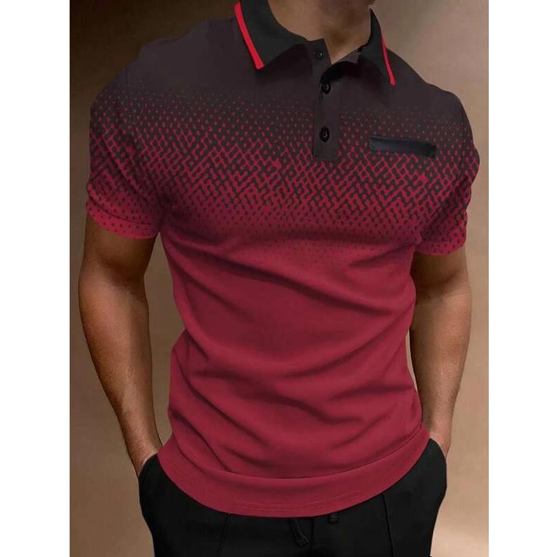 Cheap Men Clothes Large Size Casual Summer Polo Shirt , Men Gradient