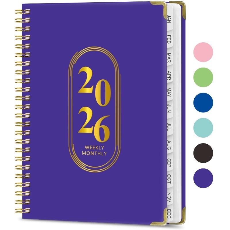 Дневник на 2026 год A5 Неделя на развороте, Планировщик на 2026 год, Январь - Декабрь 2026 фиолетовый