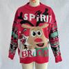 Autumn and winter new Christmas sweater for women wearing loose chic knitted reindeer jacquard top pullover sweater 3531 EMA