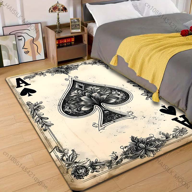 

Ace of Spades intricate design Pattern Rug Carpets for Bedroom Living Room Sofa Mat Creative Door Mat Cloakroom Home Decor 40x60cm