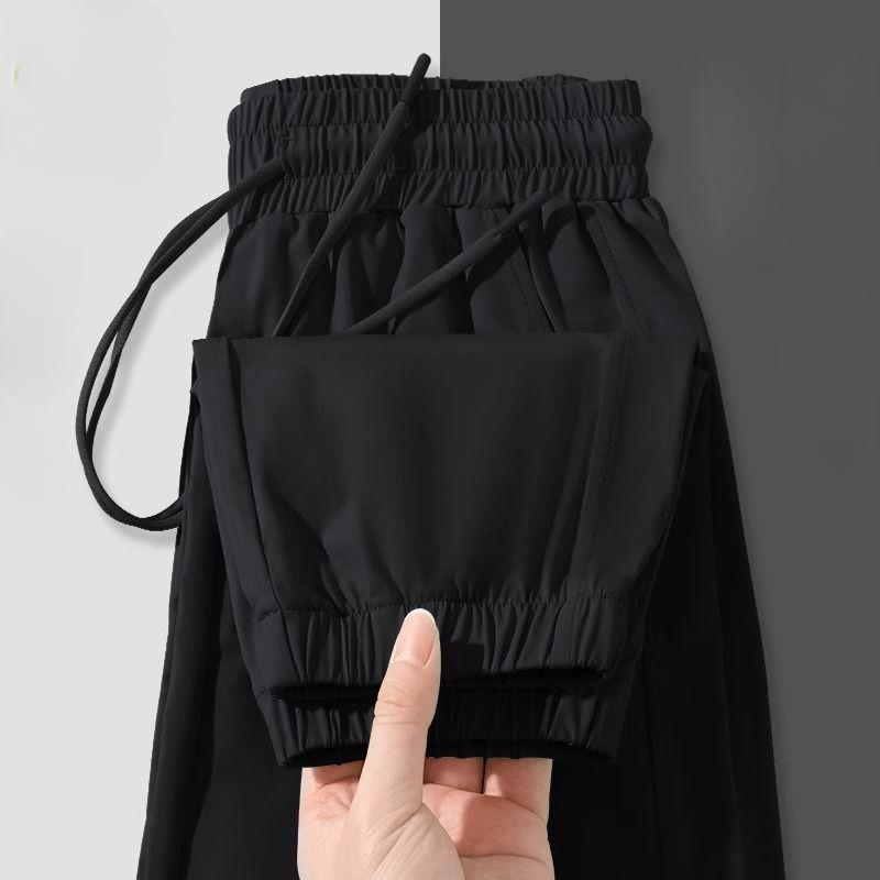 Womens Quick Dry Sports Pants Summer High Waist Cooling Ice Silk Breathable Casual Trousers