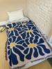 Matisse Abstrakte Gänseblümchen Jacquard Überwurfdecke 160×130cm, 100% Baumwolle Fransen Sofabezug, Handwaschbar Blumendekor Bettdecke