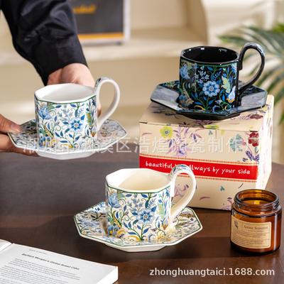 Retro Amerikanisches Kaffeetassen- und Untertassenset Paar Tasse Internet-Berühmtheit Nachmittagstee Tasse Keramik Dame Hoher Wert Tasse Geschenkbox