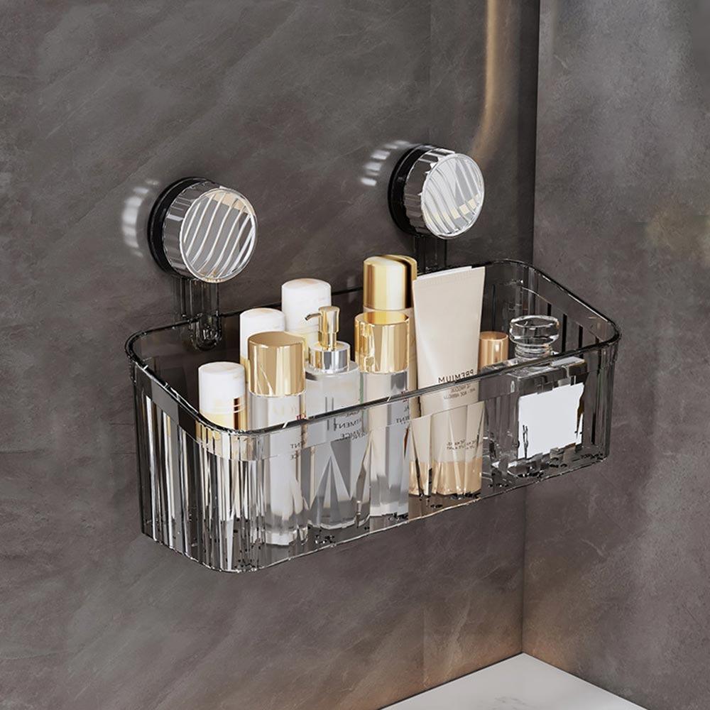 

Fashion Suction Cup Bathroom Shelf Wall Mount Punch-Free Storage Shelves Cosmetic Rack for Shampoo Soap Makeup серый