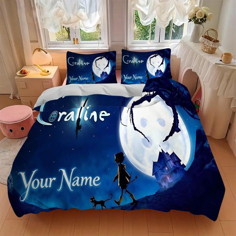 Custom 3pcs Moonlit Shadow House Bedding Sets For All Sizes New 249D Printed Bed Cover Comforter Duvet Cover Pillowcase Bedroom Decoration
