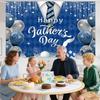 7x5ft Happy Father's Day Backdrop for Photography Blue Silver Glitter I Love You Dad Background Father's Day Tie Balloon Party Decorations Banner