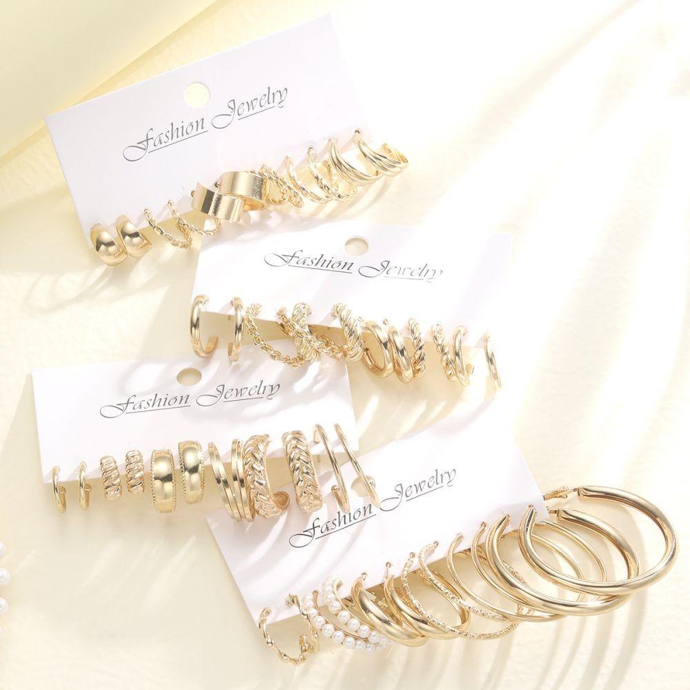 

IF ME 24 пары/компл. роскошные серьги-кольца для женщин, пирсинг с искусственным жемчугом, комплект серег, аксессуары, ювелирные изделия