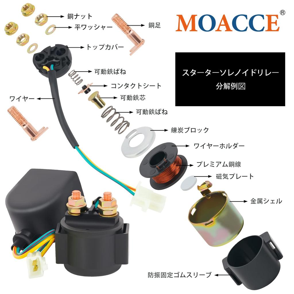 MOACCE Motorcycle Cell Relay Starter Relay Compatible Models Yamaha BW200 1986-1987/BW350 1987/TTR225 1999-2004/TTR250 1999-2006/RADIAN