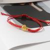 Handmade Red Braided Rope Bracelet With Gold Goat Charm Adjustable Size Perfect For Zodiac Year Gift Daily Wear Lucky Accessory