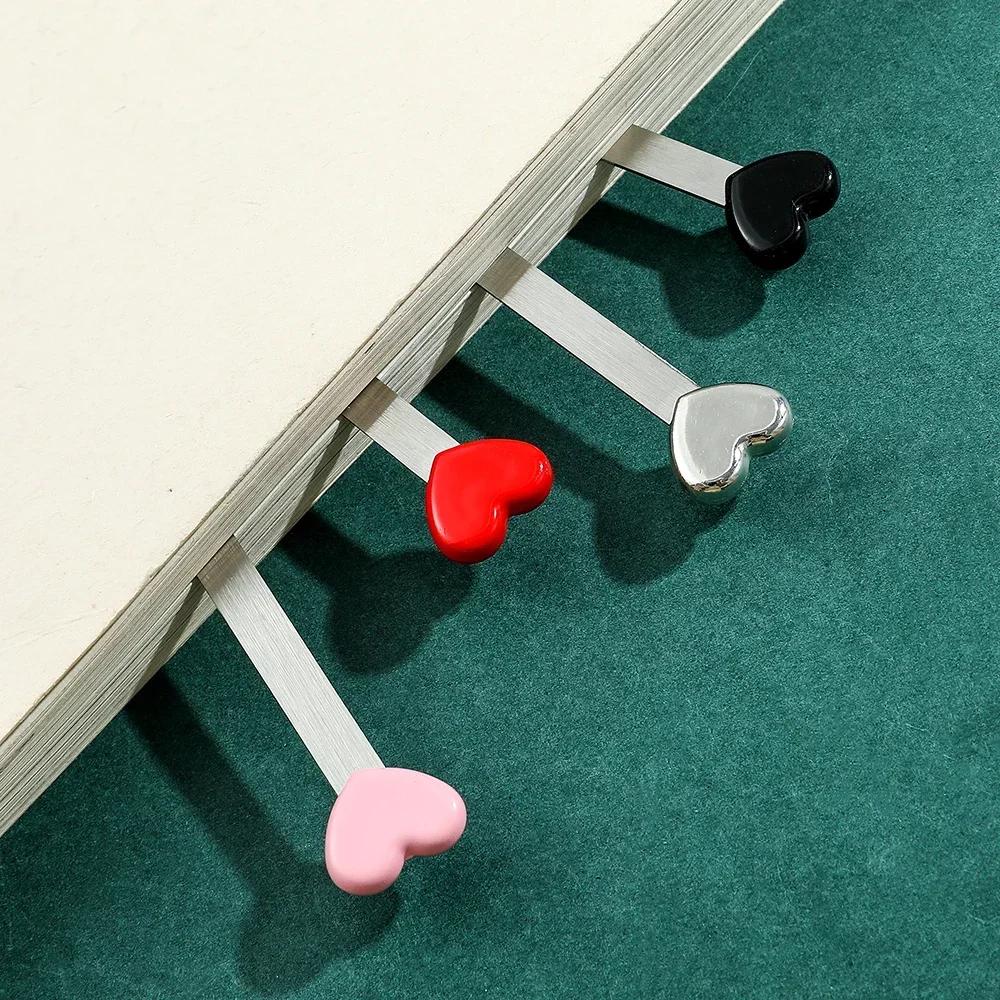 Heart Stainless Steel Bookmark Exquisite Readings Page Mark Stationery for Men Women Simple Literature Bookmark Supplies