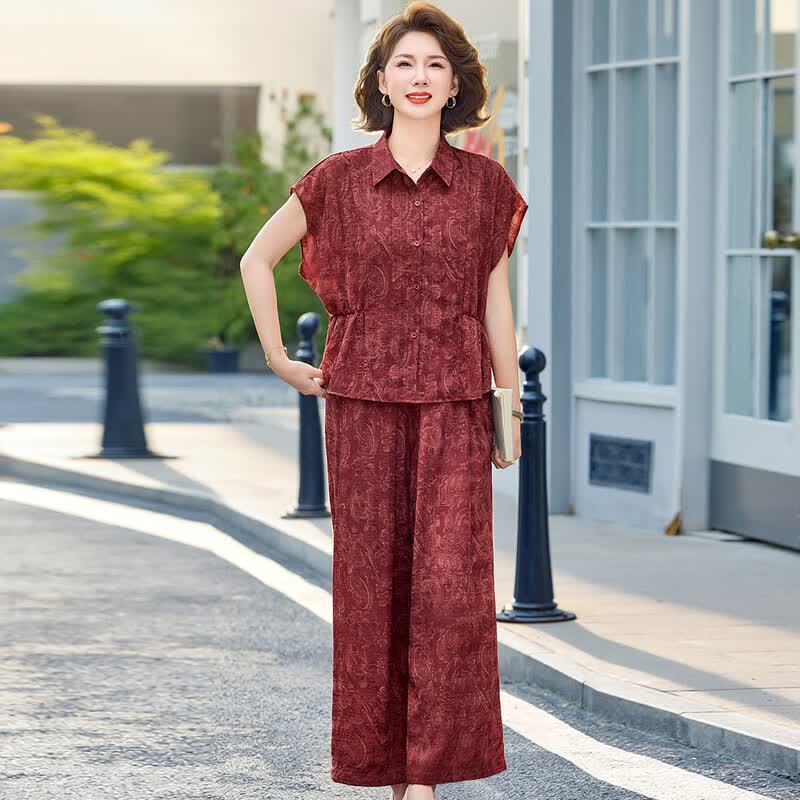 Elegant Women's Printed Shirt & Trousers Set