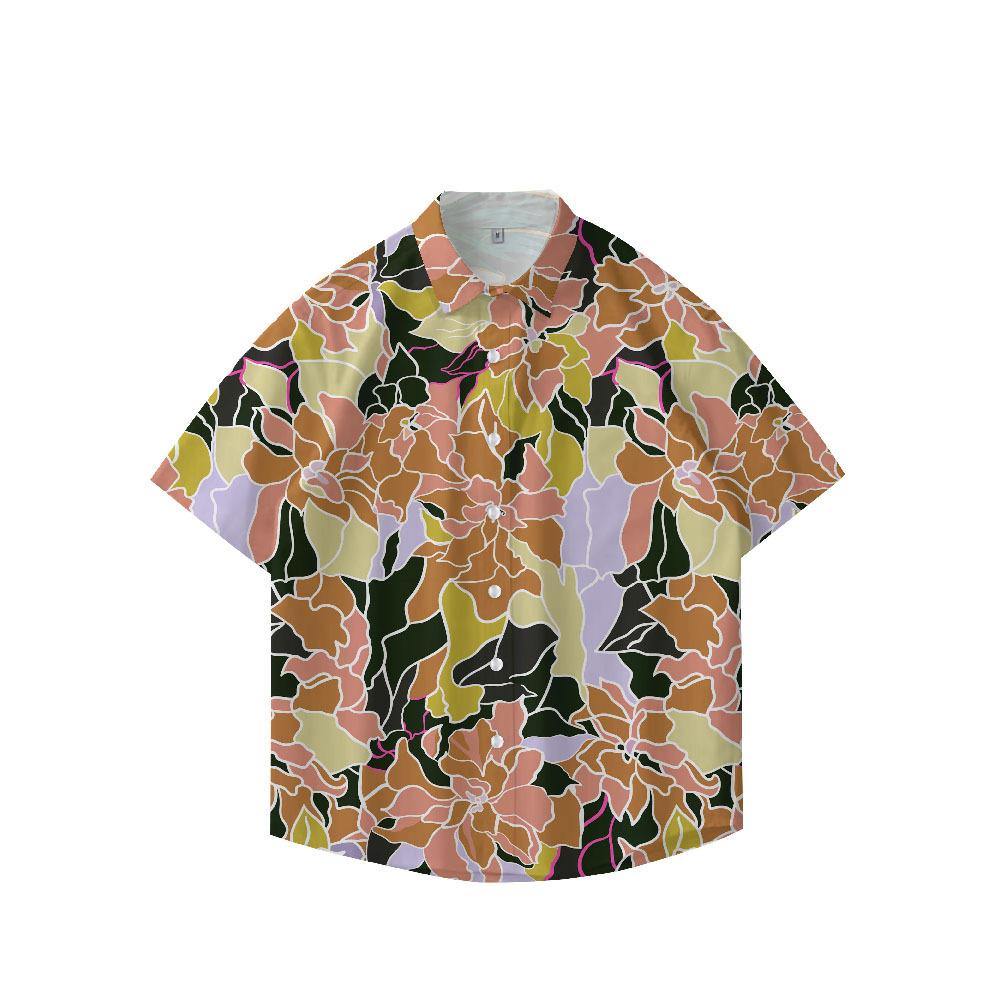 Summer 3D Printed Short Sleeve Flower Shirt Men'S Vintage Hawaiian Beach Casual Loose Men'S Large Size Shirt