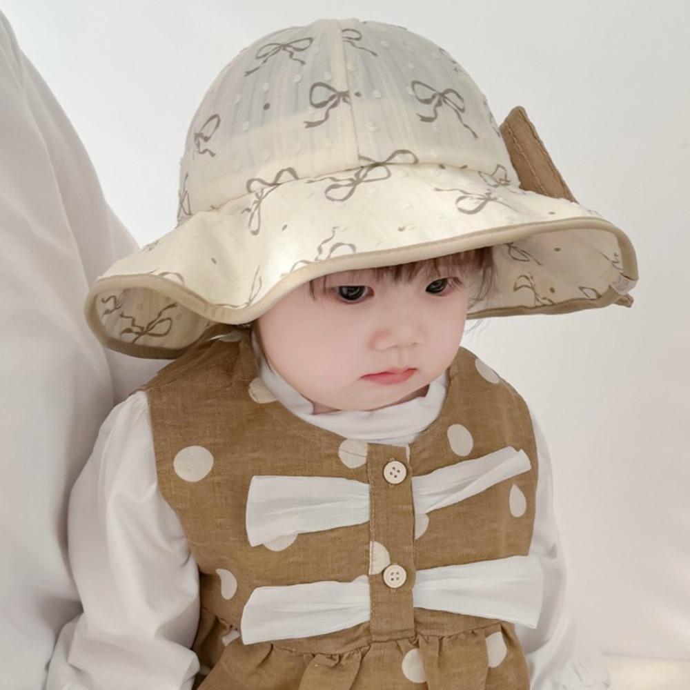 

Kawaii Children Sun Hat Bowknot Kids Bucket Hat Lovely Baby Fishermen Hat Summer Style2-Purple