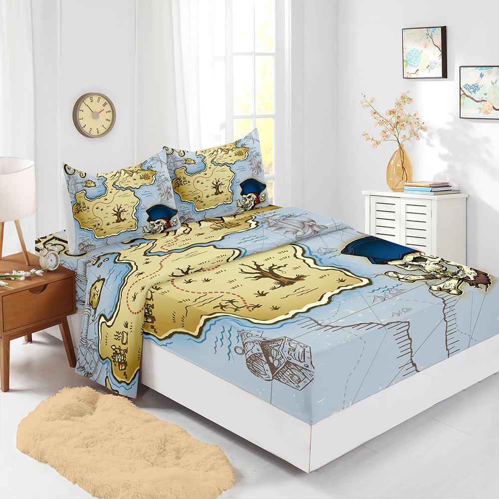 Four-Piece Mattress Digital Printing Mattress Protective Cover Bedding Skull Kit