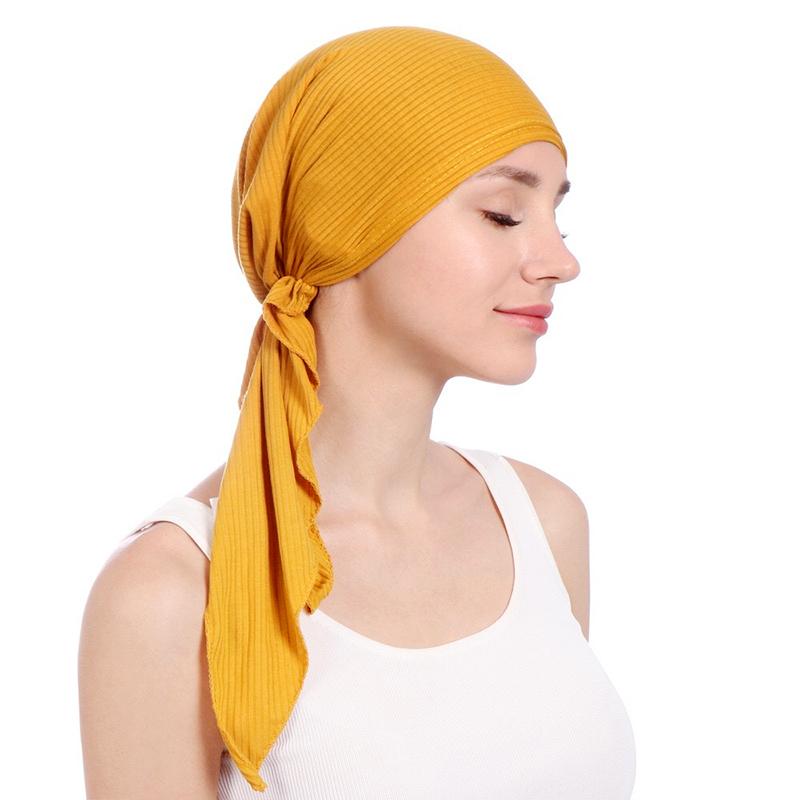 1Pc Polyester Women's Hijab Headscarf Turban Headwrap Cover Muslim Chemo Cap Hair Loss Hat