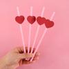20Pcs Eco-friendly Heart Paper Straws Pink/yellow Disposable Drinking Straw  Restaurant
