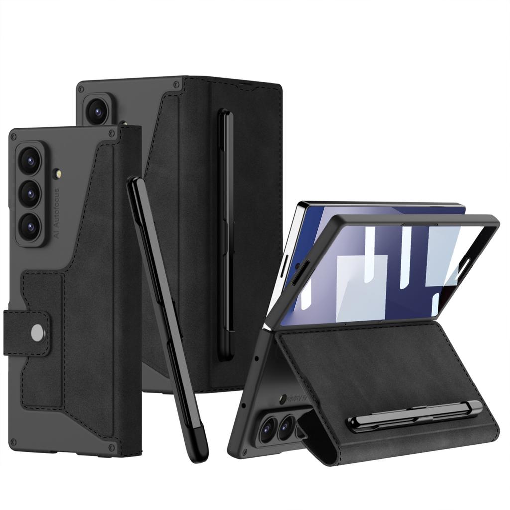 Samsung ZFold7 Handyhülle Faltbarer Bildschirm Panzer Flip Lederhülle Stifthalterung Schale Folie Kann Abnehmbar Sein