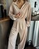 European and American Autumn and Winter Women's New Fashion Long-sleeved Jumpsuit Women's Casual Semi-open Elastic Waist Jumpsuit