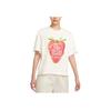 Strawberry Print Breathable Casual Sports Round Neck Short Sleeve T-Shirt With Dropped Shoulders SS24 Women Tops Milk-White HQ1197-133
