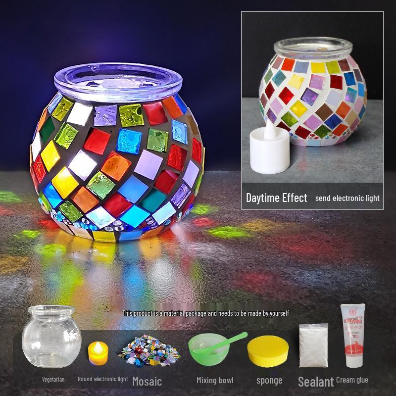 Handgemachtes DIY Glasmosaik Kerzenhalter Vase - Kreatives Eltern-Kind-Lernspielzeug, Perfekt für Geburtstagsgeschenke