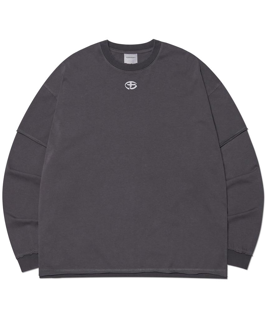 Nomaenyueol Abrasion Layered Long Sleeve Tee - Washed Charcoal
