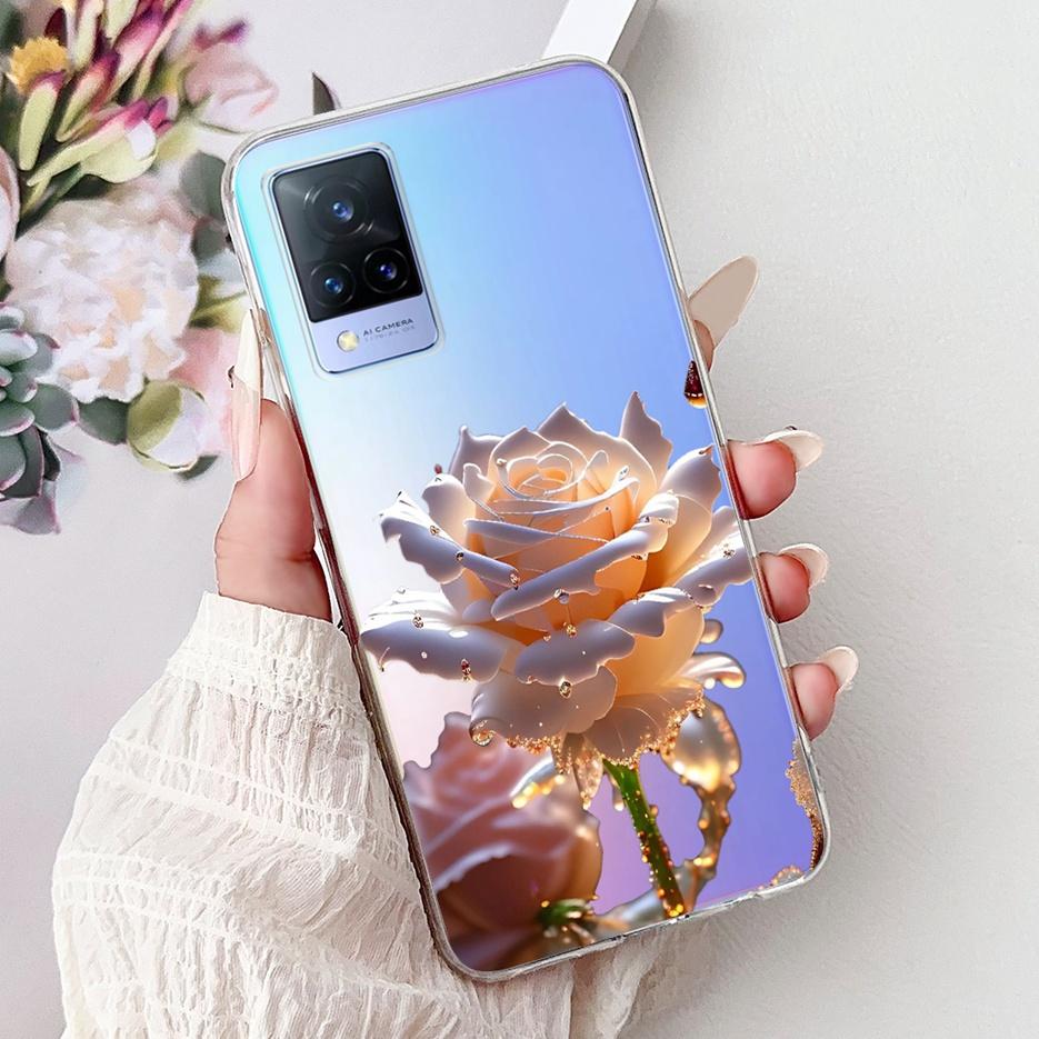 For Vivo V21 4G Case V2066 V2108 New Luxury Flowers Painted Cover Soft Slim Phone Case For Vivo V21e V2061 V 21 VivoV21 e Fundas