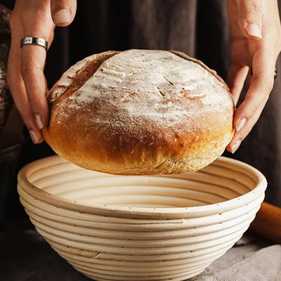 Rattan Basket Kitchen Handmade Round Bread Basket Bread Leavening Basket with Cloth Bag