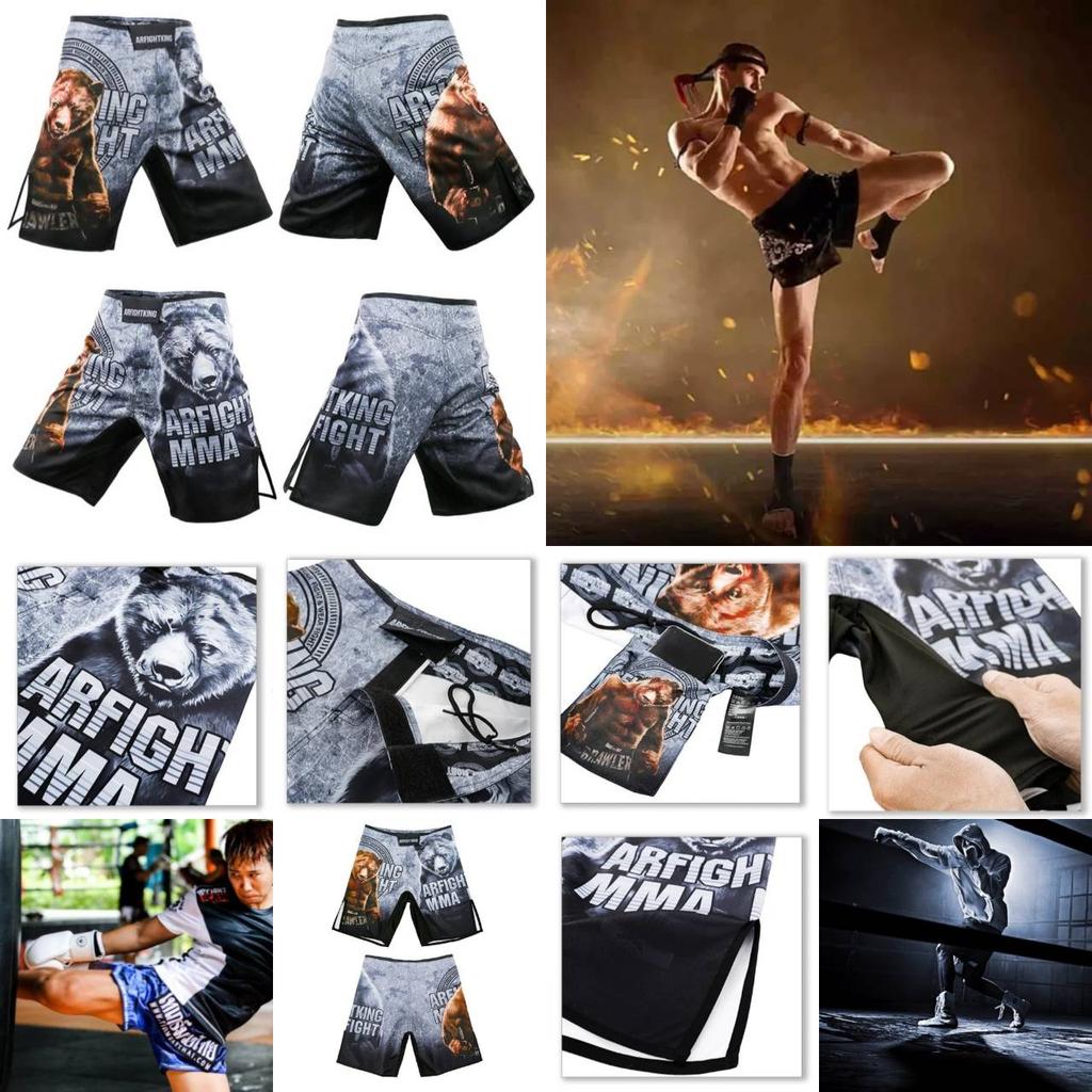MMA Shorts Teddy Bear Grizzly Muay Thai Kickboxing Fighting Sports Training Fitness Pants