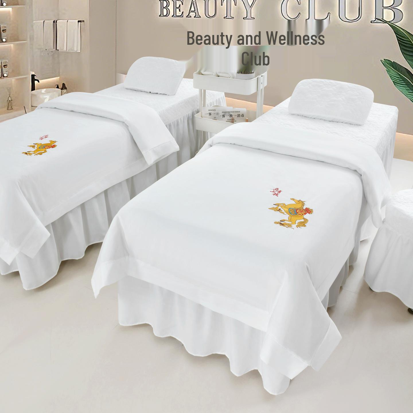 

Light Luxury Embroidered Four-Piece Bedding Set with Massage Sheet for All Seasons Trapezoid 60x180 with Quilt