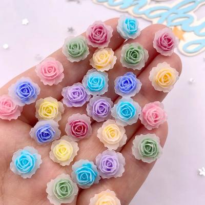 50pcs Resin 11mm Colorful 3D Cute Rose Flower Flatback Rhinestone Scrapbook DIY Wedding Applique Decor Craft Jewelry Accessories