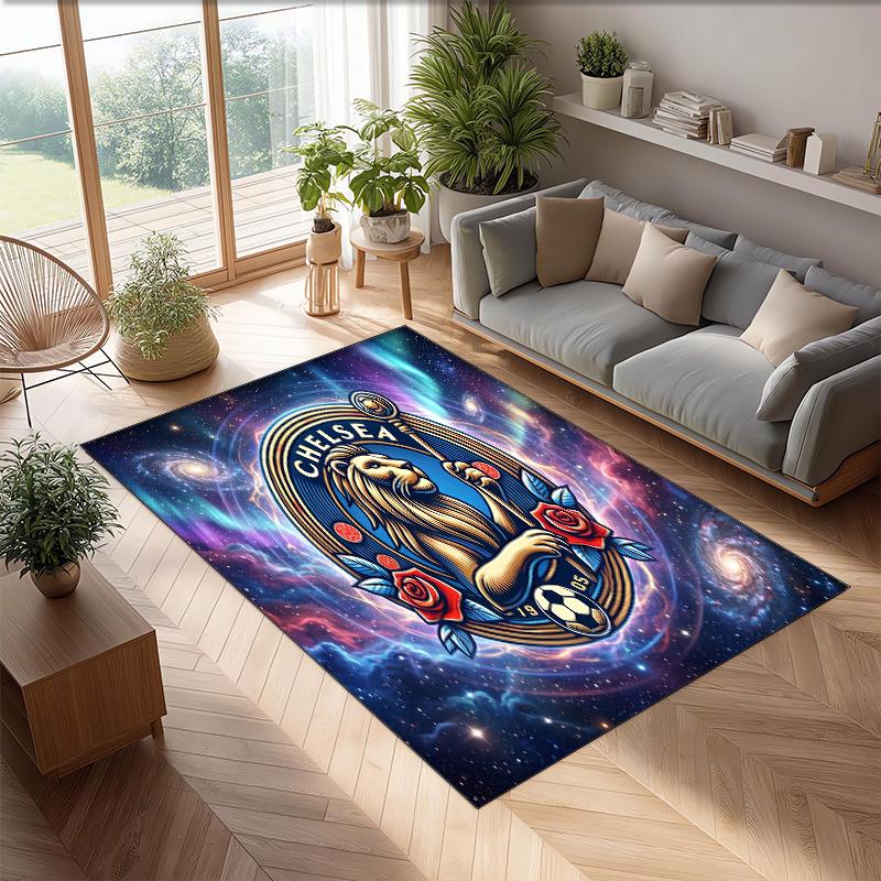 Tappeto in Flanella Stampato Chelsea FC Antiscivolo Morbido Poliestere Tappeto per Pavimento Tappetino Decorativo da Interno per Camera da Letto Soggiorno Divano Sala Giochi Decorazione Casa