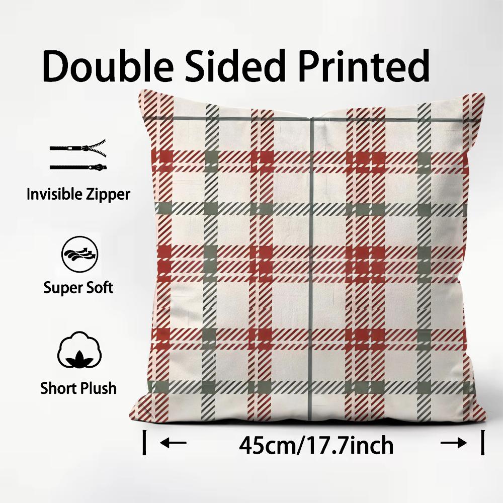 Plaid Luxury Cushion Cover Plush Fabric Soft DoubleSided Printed Sofa Warm Winter Home Child Gift Pillow Case