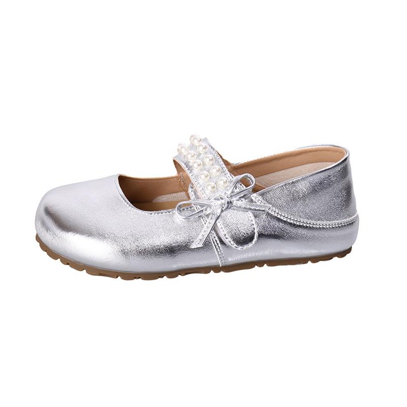 Xiaoxiangfeng bow shallow mouth Mary Jane single shoes women's 2025 new versatile one-pedal with skirt small leather shoes