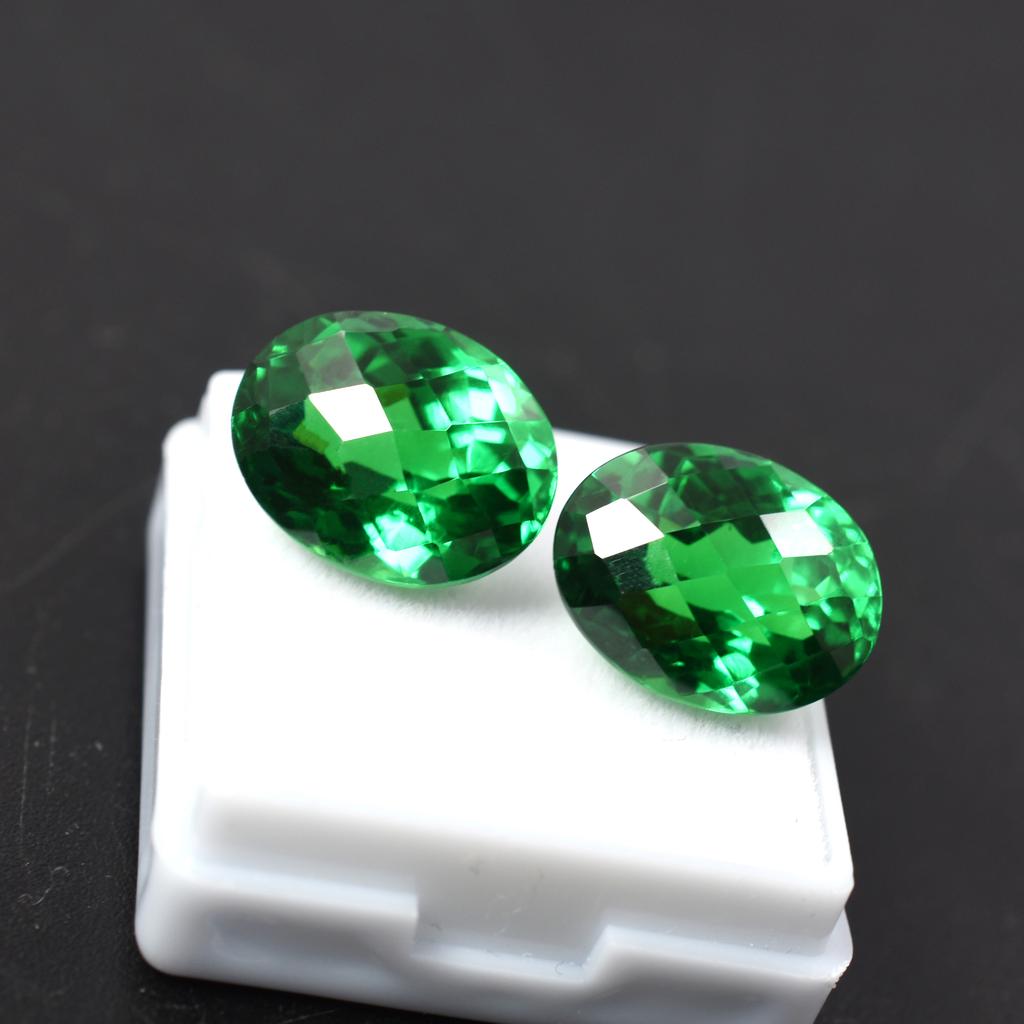 Oval Cut Green Garnet 26.25 Ct Natural Loose Gemstone   Best Pair