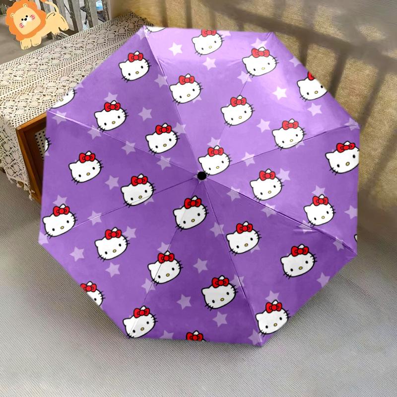 Hello Kitty  pattern, automatic folding umbrella, portable and foldable design, 8 ribs, a Christmas or birthday gift.