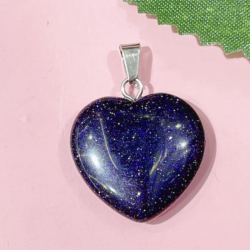 Natural Crystal Agate Heart Pendant Sweater Chain, 20mm Gemstone.