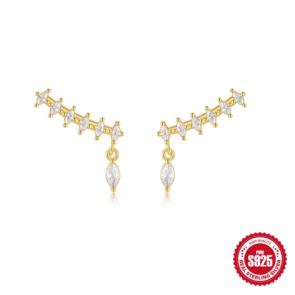 S925 Sterling Silver Round Diamond-Set Single-Row Stud Earrings Women'S Fashion Earrings Trendy Niche Design Earrings