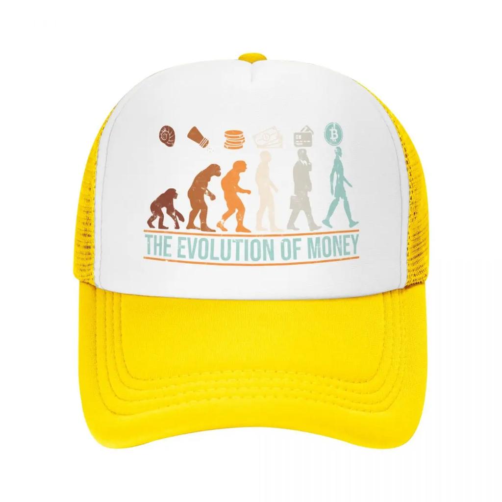 Chapeau de camionneur Custom Evolution Of Money Bitcoin pour adulte Casquette de baseball réglable BTC Crypto Coins pour unisexe Femmes Chapeau de papa d'extérieur