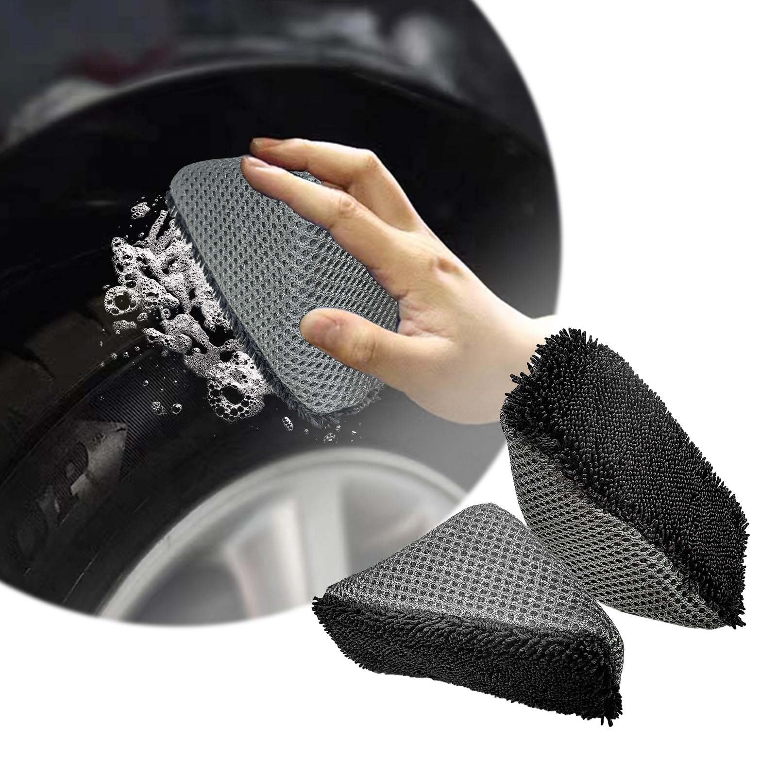 

DXNQ 2pcs Car Tire Shine Applicator Pads Reusable Triangle Sponge Wheel Shine Applicator Tire чёрный