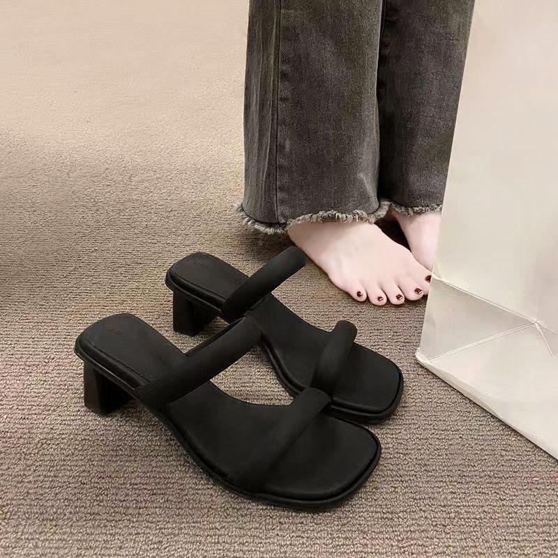 Fashion Cool Slippers for Women In Summer 2025 New Style for Outdoor Fashion French Retro Temperament High-heeled Shoes for Women