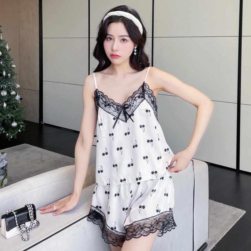 New sexy pajamas women's ice silk summer sexy cute princess style suspender shorts thin loungewear