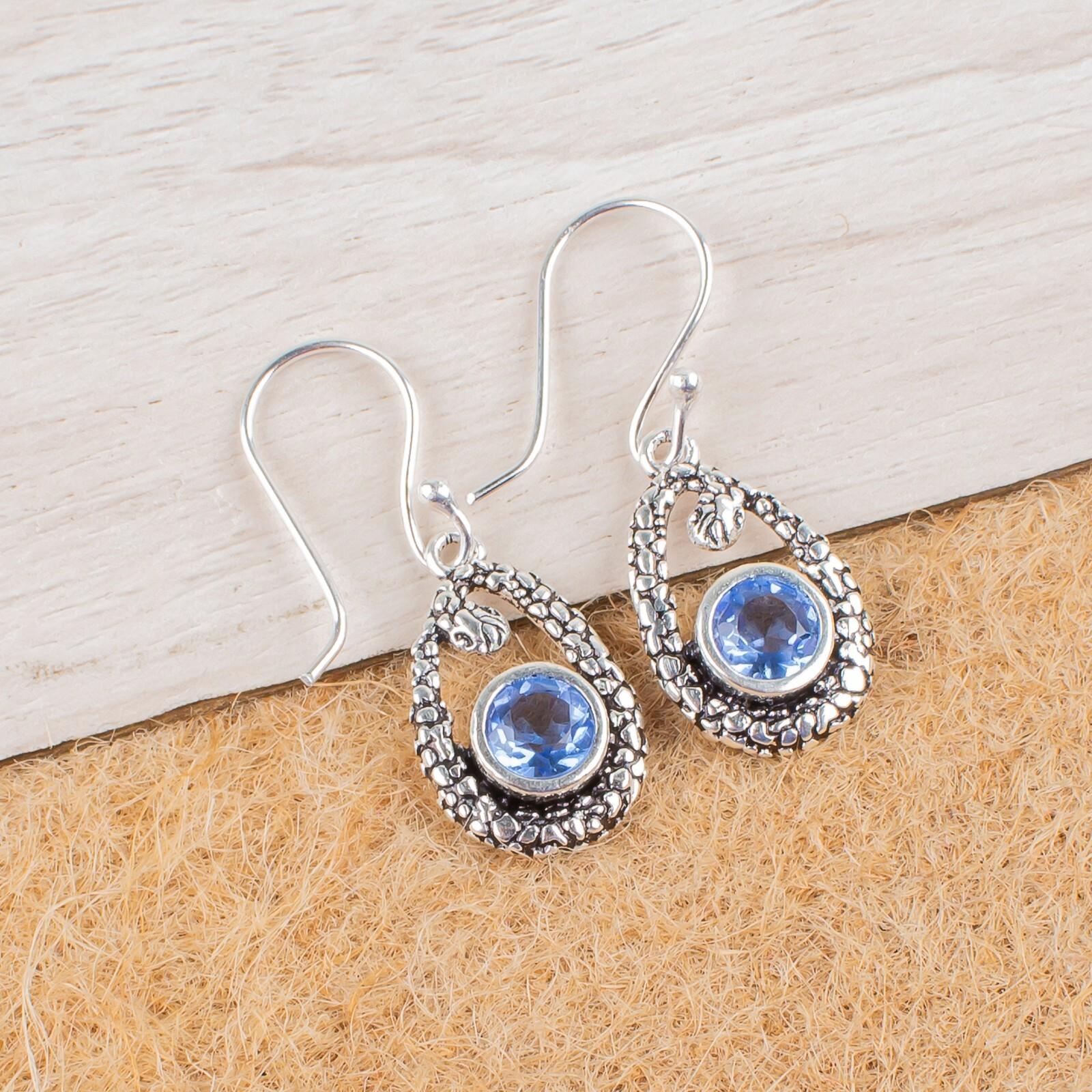 

Natural Tanzanite Gemstone 925 Sterling Silver Jewelry Drop/Dangle Earrings1.38 CE-3-8
