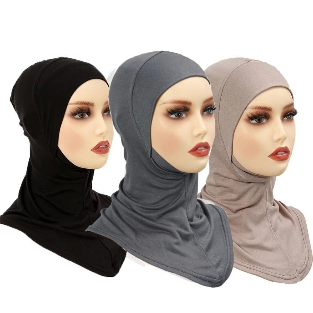 Comfortable Full Coverage Hijab Caps Cotton Elastic Islamic Bottoming Hat Breathable Soft Underscarf Hair Loss